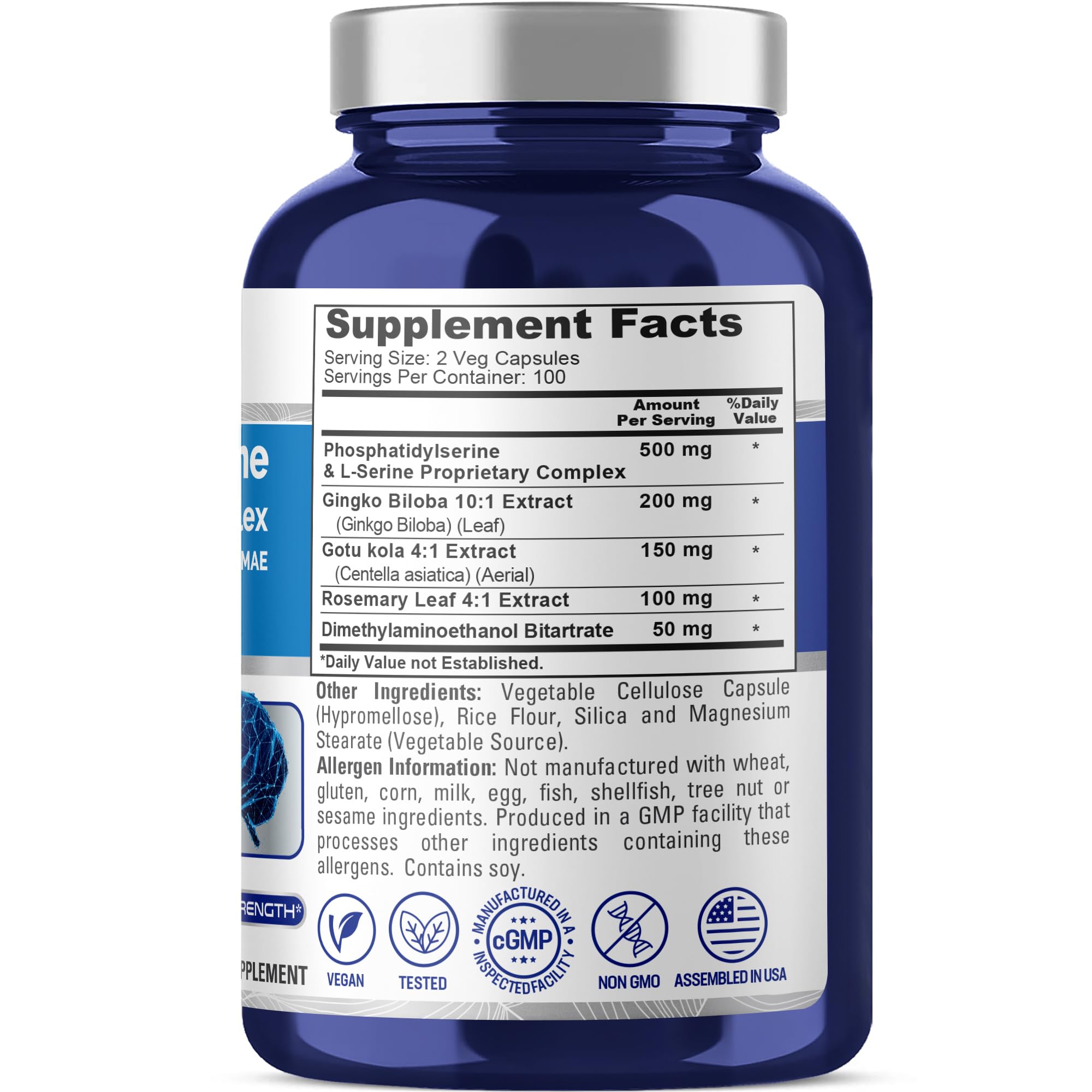 NusaPure ingredientes clave fosfatidilserina L-serina ginkgo