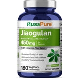 NusaPure Jiaogulan cápsulas en botella para uso diario conveniente.