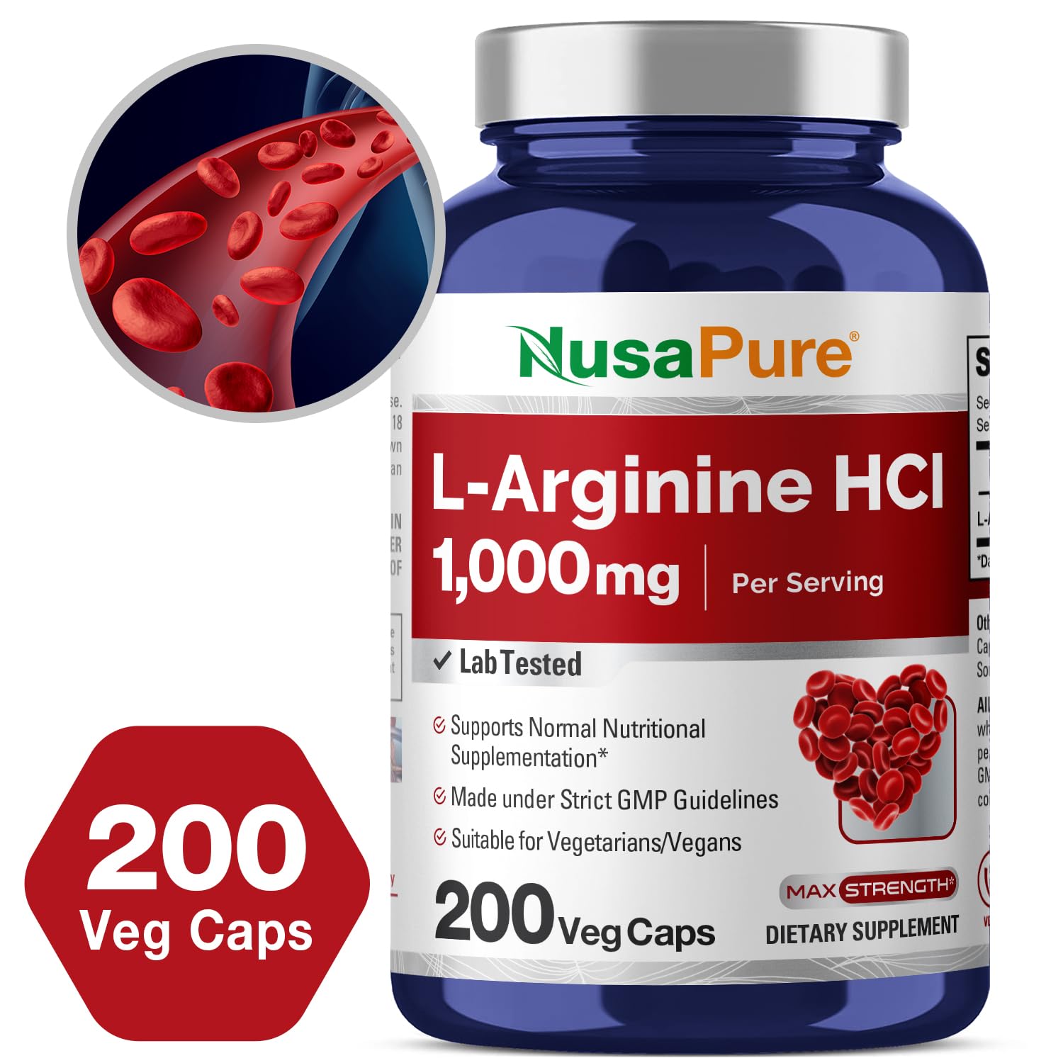 NusaPure L-Arginina: cápsulas en mano, fácil consumo diario