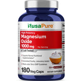 NusaPure Magnesio Óxido 1000 mg en cápsulas vegetales para suministro de 90 días