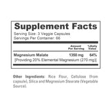NusaPure Magnesium Malate, etiqueta nutricional clara y legible