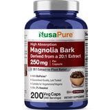 NusaPure Magnolia Bark Cápsulas 250 mg en frasco, práctica para la rutina diaria vegana