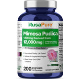NusaPure Mimosa Pudica en botella con etiqueta clara para consumo diario