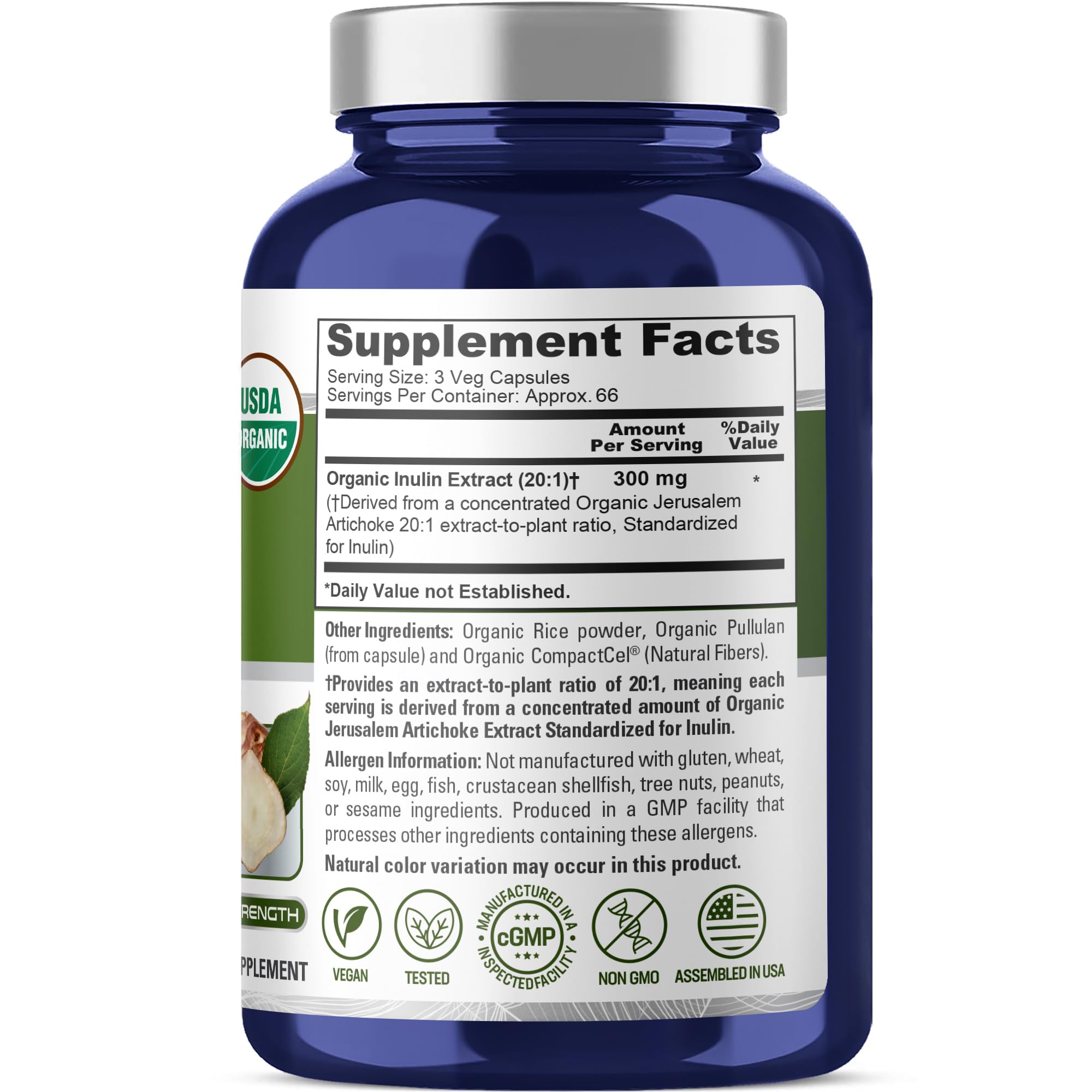 NusaPure Inulina 300 mg por cápsula para dosis constante en tu rutina