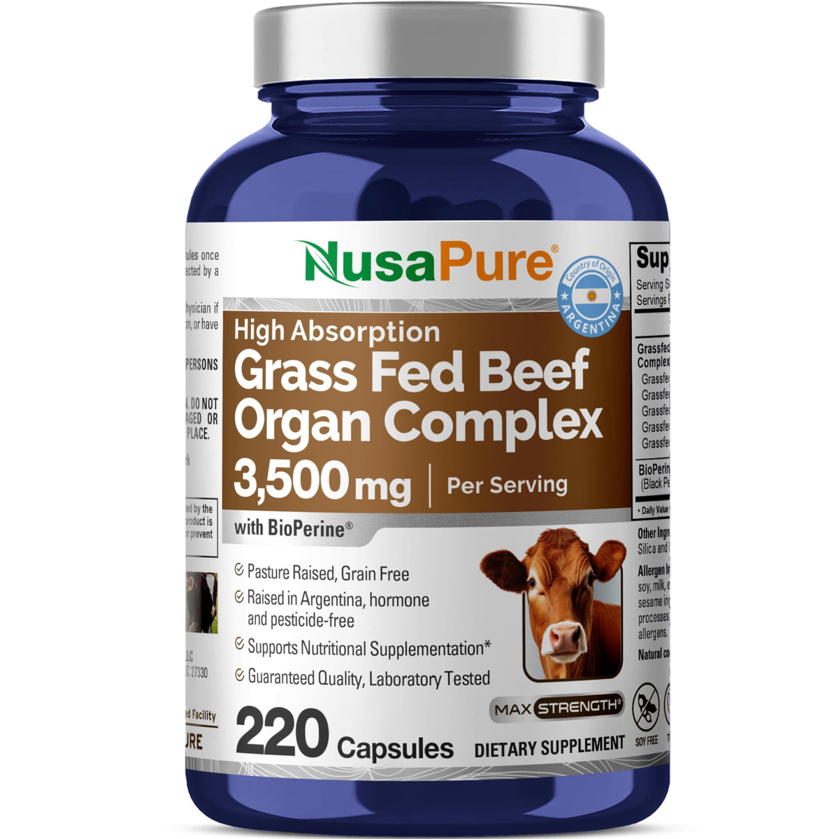 NusaPure Complejo de Órganos de Res, botella lista para uso diario.