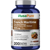 NusaPure pino maritimo frances capsulas en botella de 400 mg para uso diario.