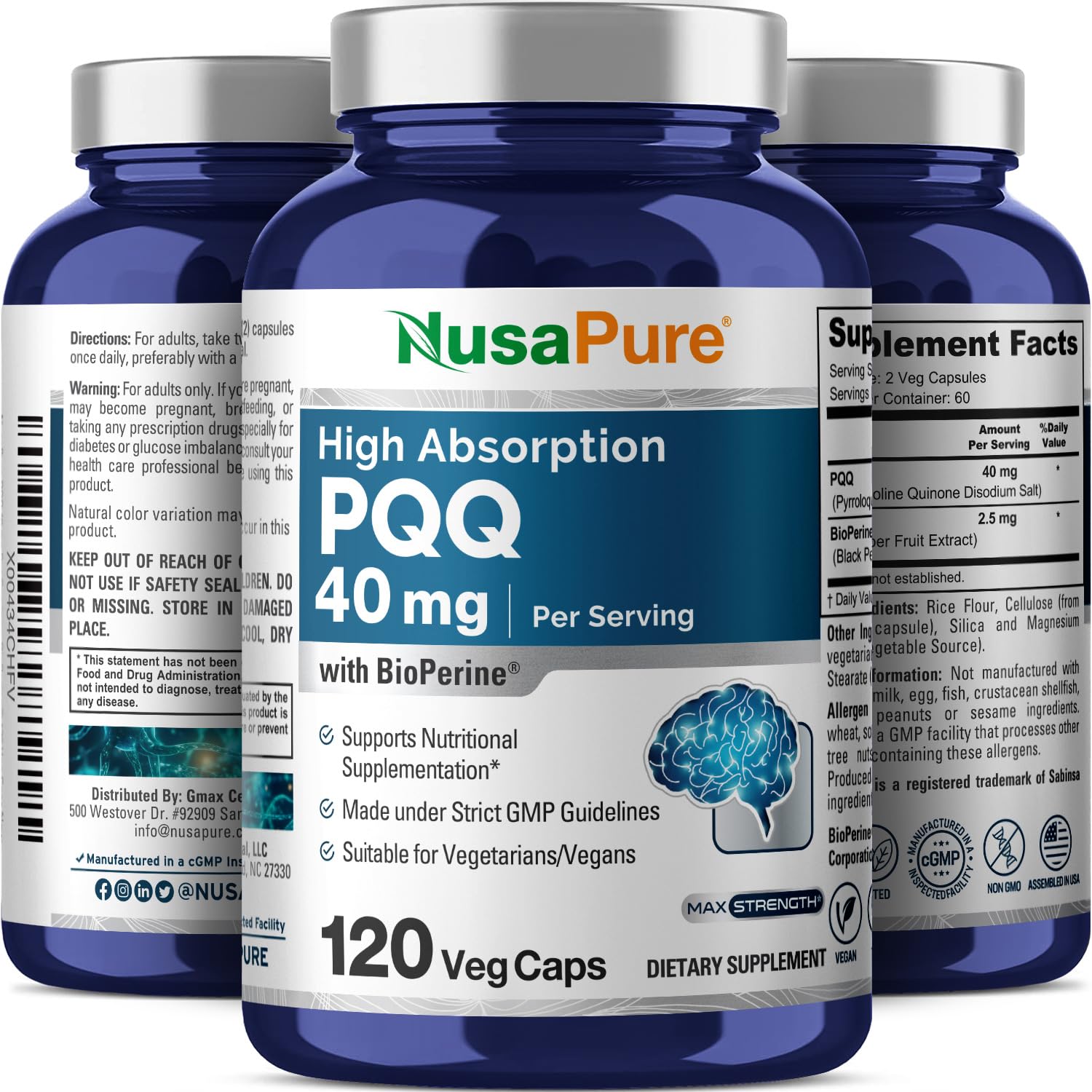 NusaPure PQQ: cápsulas blancas listas para consumo diario