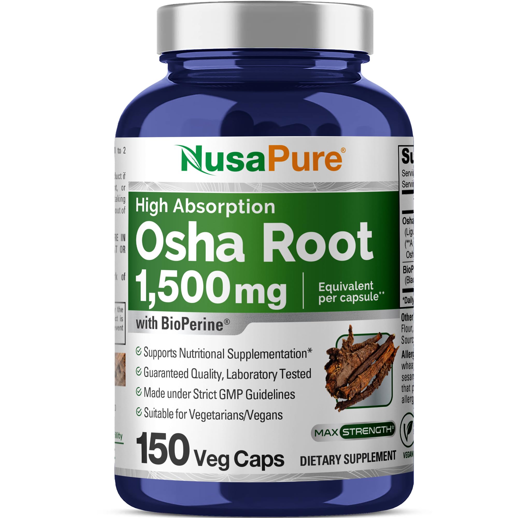 NusaPure cápsulas de raíz de osha para uso diario con alta absorción