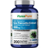 NusaPure Saw Palmetto, botella frontal para almacenamiento cómodo diario.