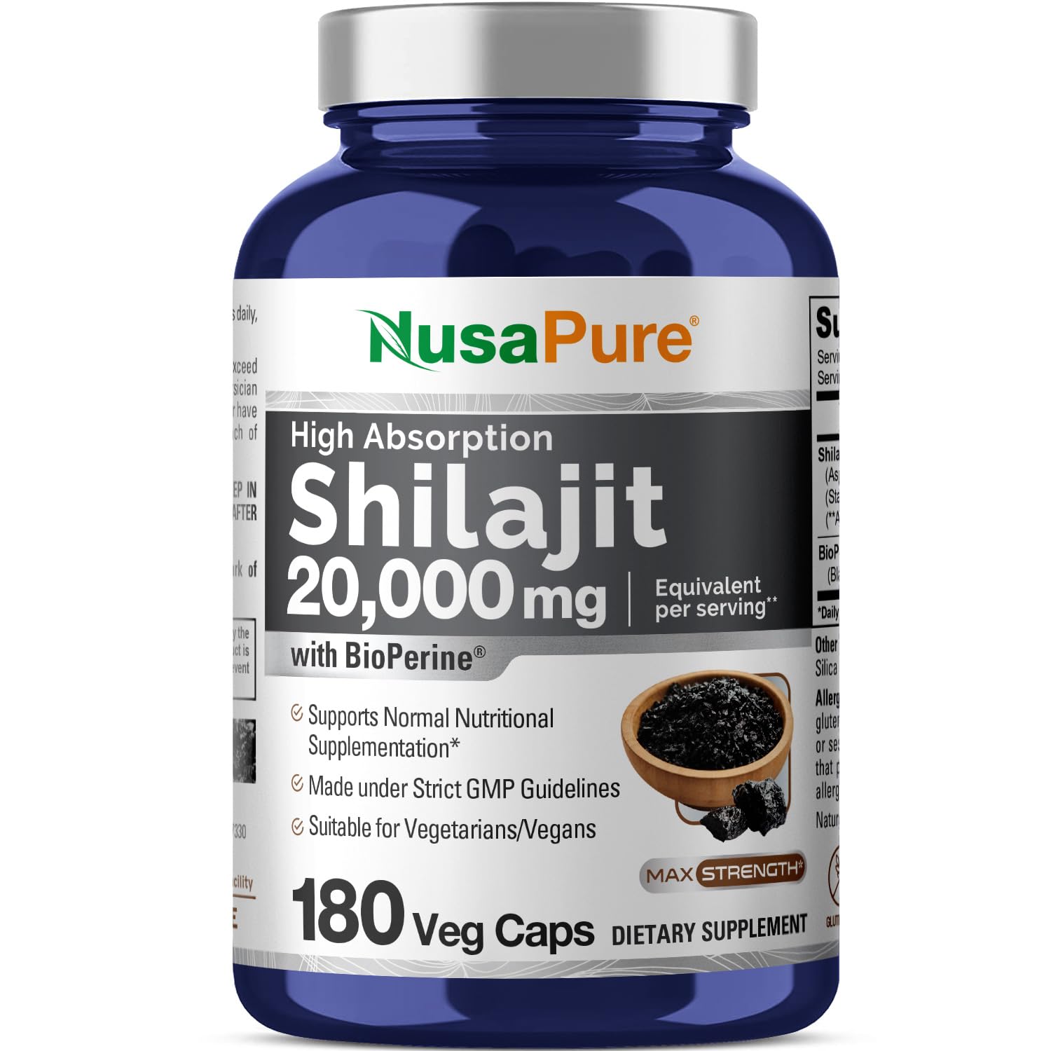 NusaPure Shilajit, bote de cápsulas para uso diario sin complicaciones
