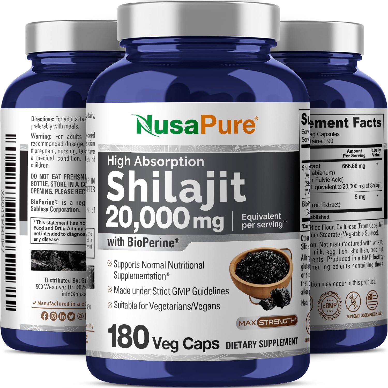 NusaPure Shilajit, fabricación en EE. UU. con estándares cGMP