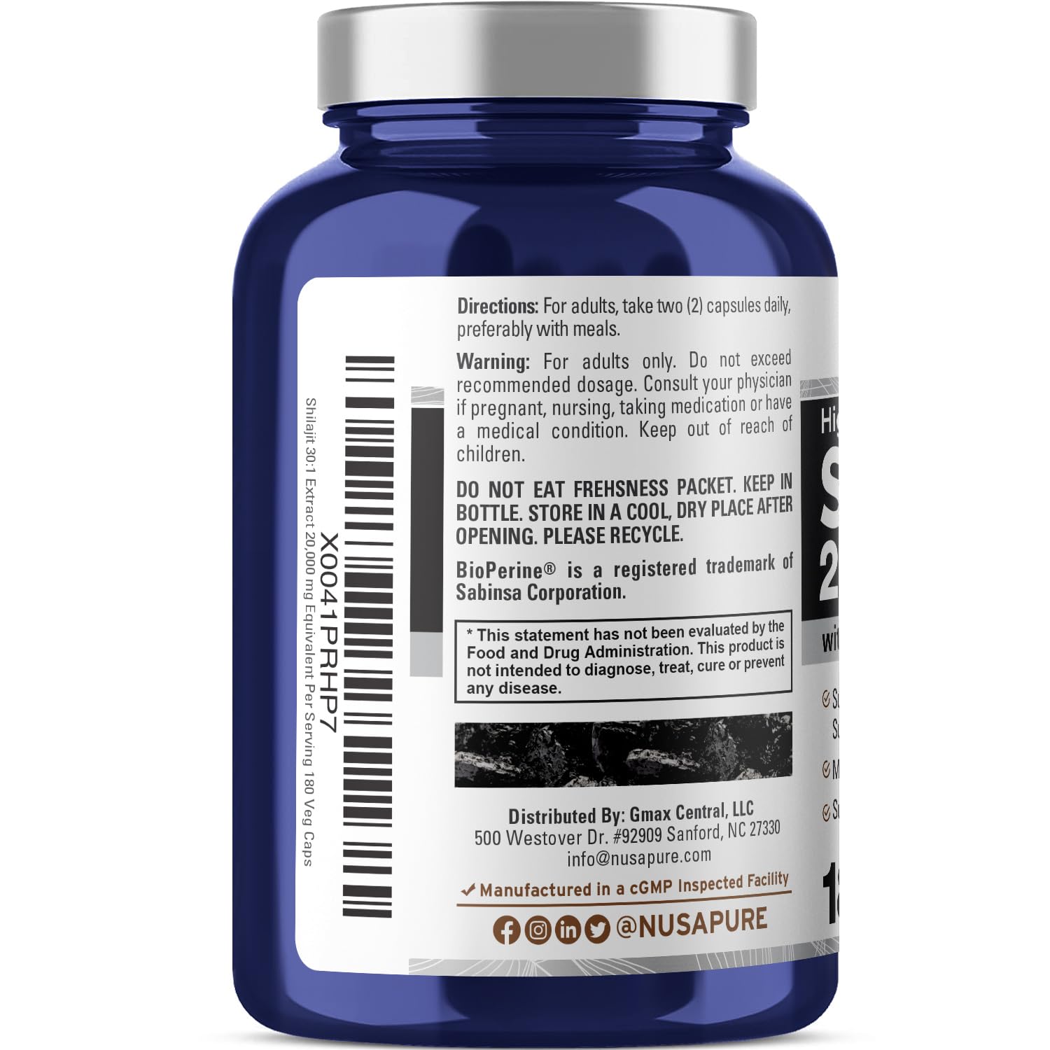 NusaPure Shilajit, ingredientes de origen mundial para una fórmula concentrada