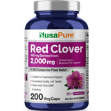 NusaPure trébol rojo extracto 20:1, cápsulas fáciles de tomar para uso diario.