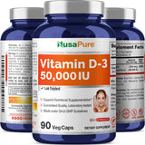 NusaPure uso diario D3 50,000 UI en rutina saludable.