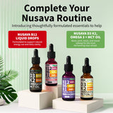 NUSAVA B12 Drops hecho en EE. UU. con ingredientes globales.