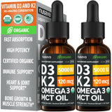 NUSAVA D3K2 Gotas, botella dos-frascos, fácil dosis para bienestar diario.