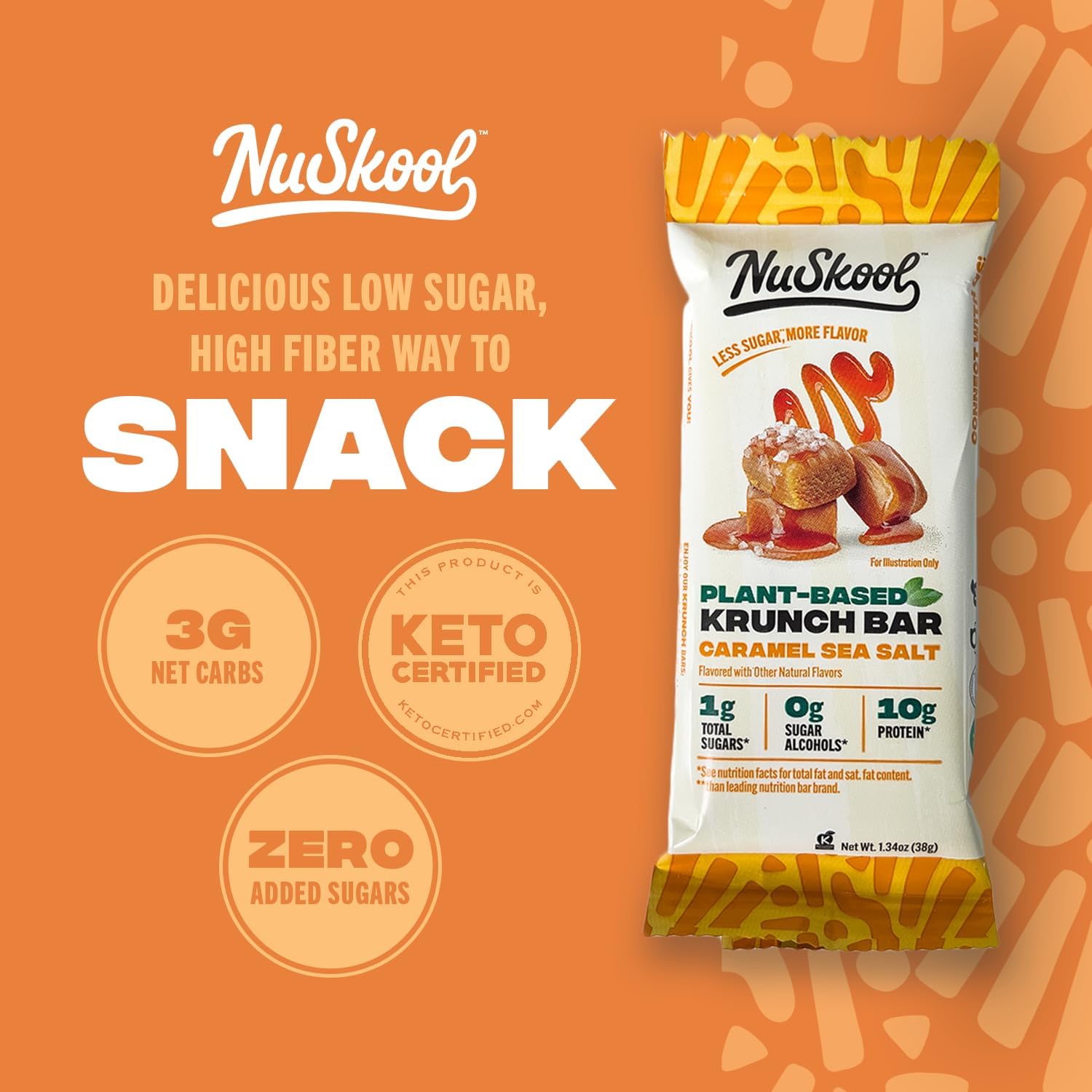 Proteína vegetal 10 g en NuSkool Krunch Bar para energía sostenida