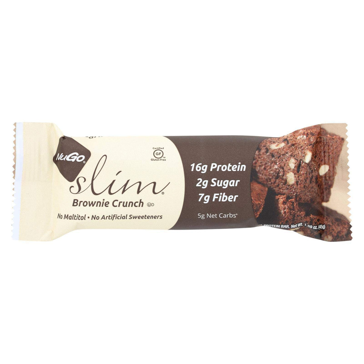 NuGo Slim Brownie Crunch, barra-slim-brownie-crunch, ideal como snack ligero y conveniente.