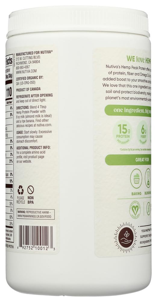 Nutiva proteína de cáñamo orgánica en polvo para desayunos rápidos