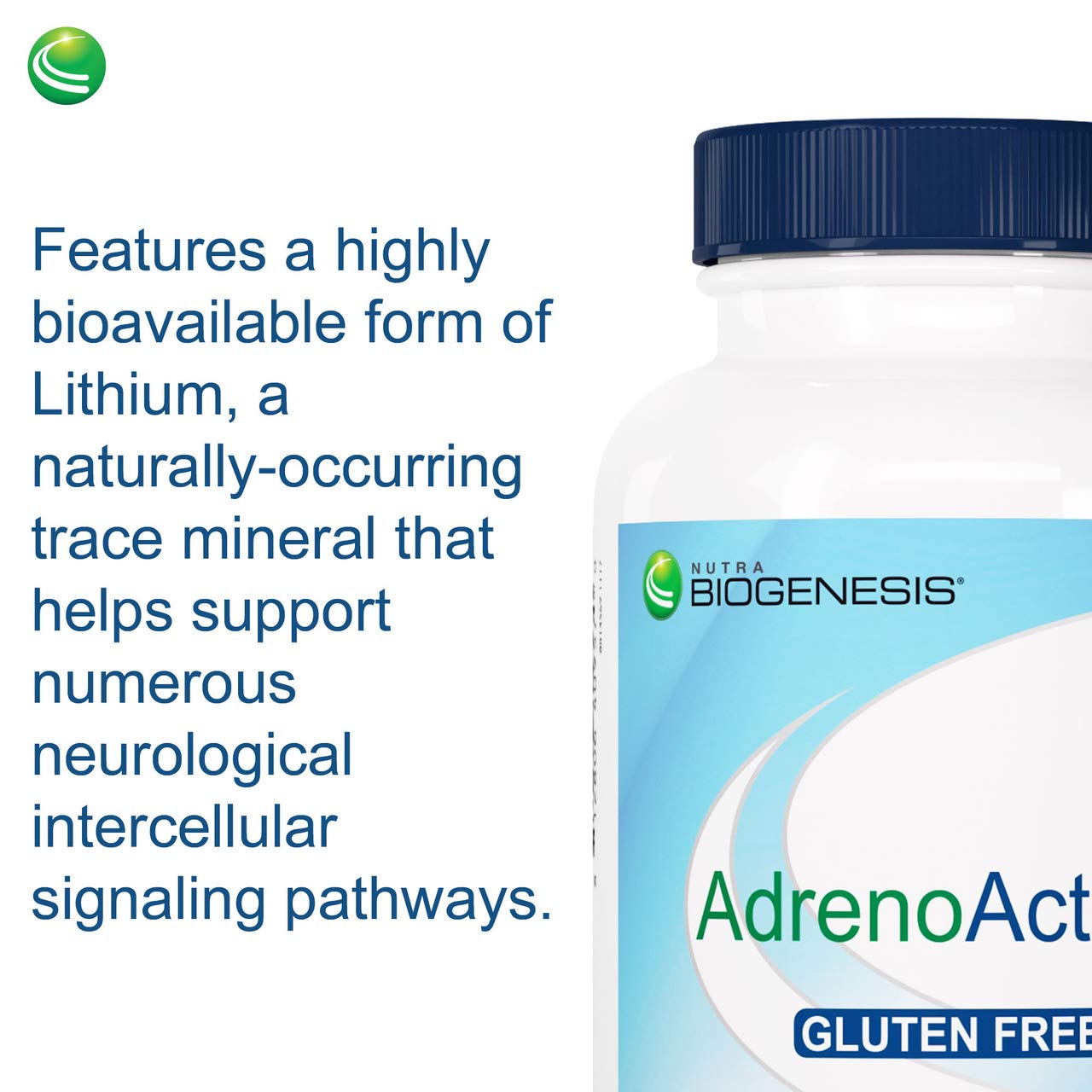 Nutra BioGenesis AdrenoActive empaque compacto, fácil de llevar en la bolsa.
