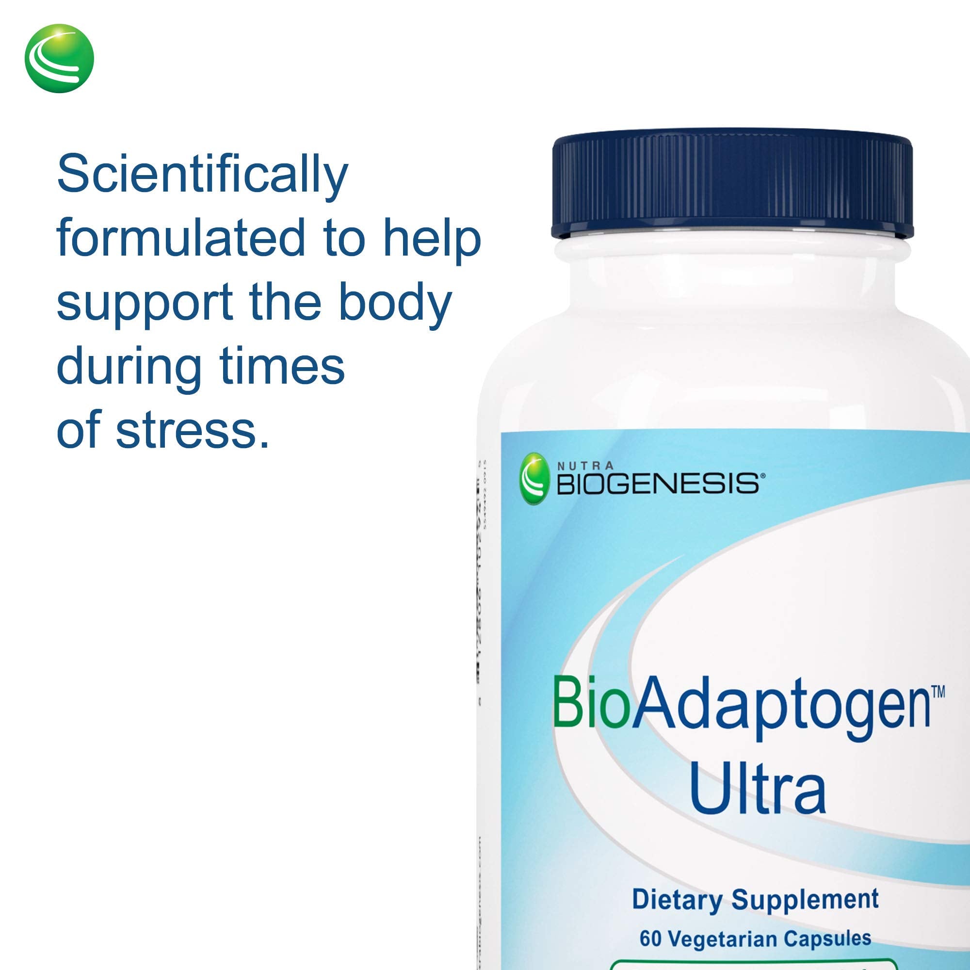 Nutra BioGenesis Bioadaptogen Ultra, cápsulas suaves para uso diario.