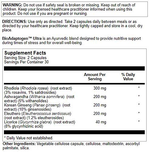 Nutra BioGenesis Bioadaptogen Ultra, cápsulas para energía sostenida durante el día.