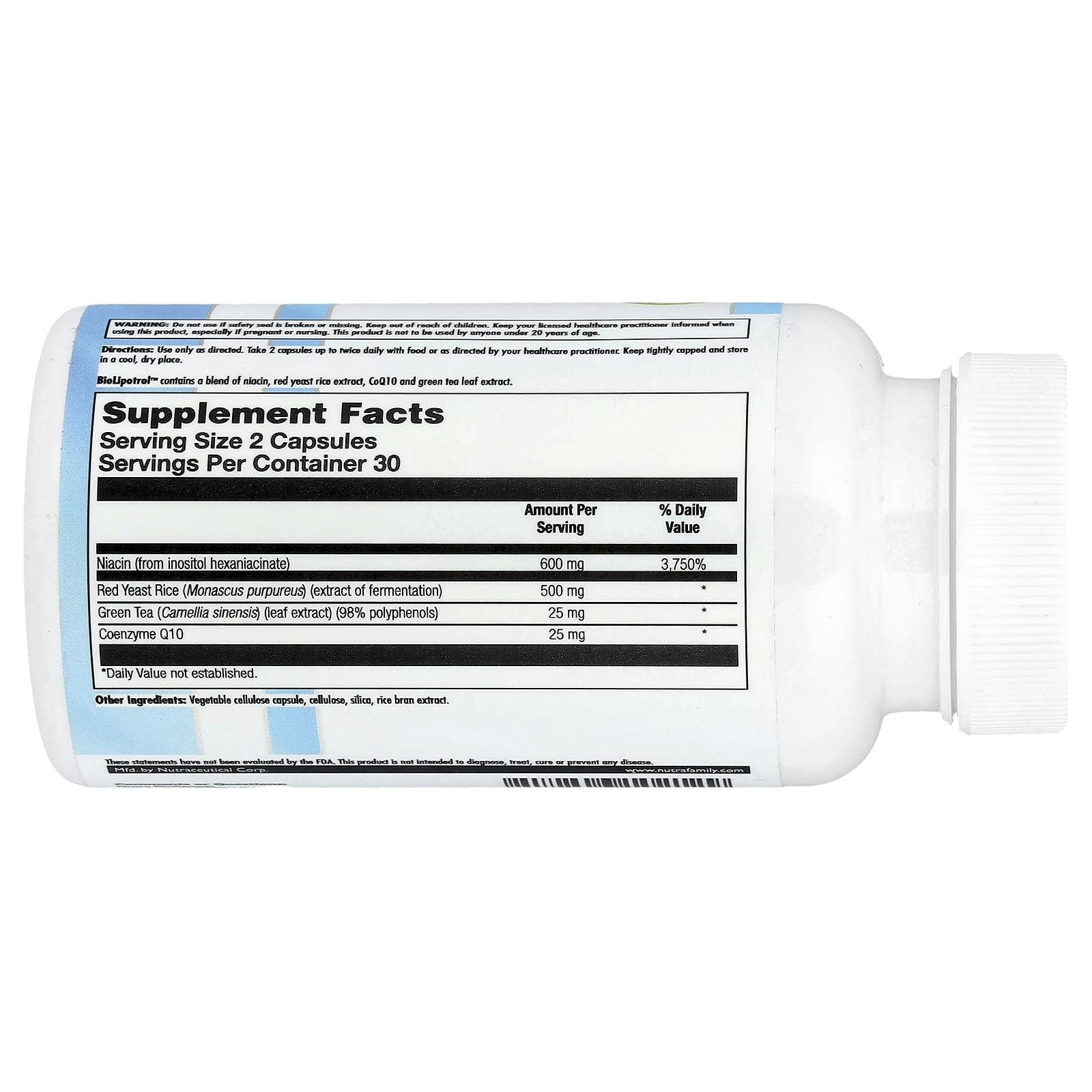 Nutra BioGenesis BioLipotrol, cápsulas alineadas, cuidado nervioso y bienestar.