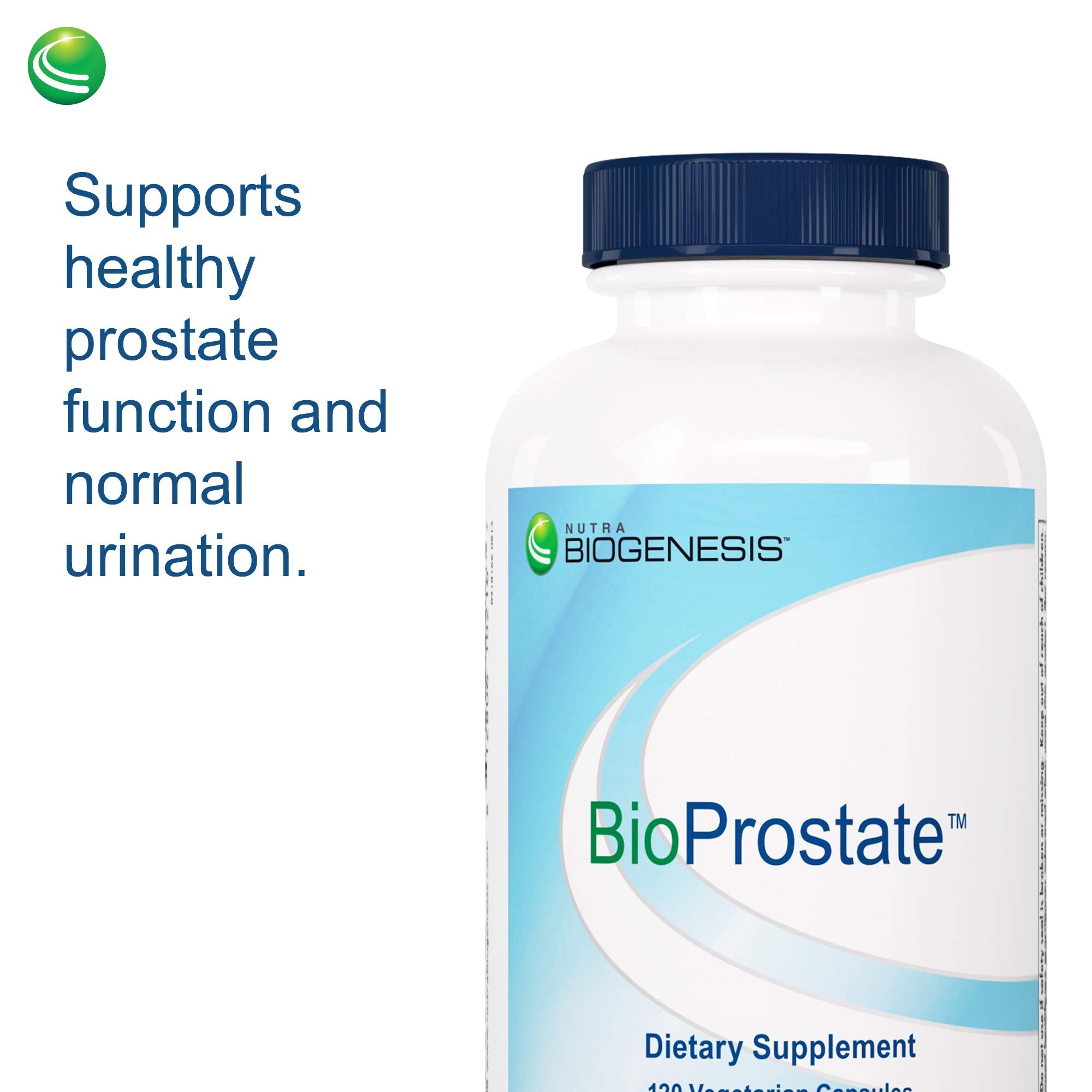 BioProstate de Nutra BioGenesis – enfoque de botellas y cápsulas para facilitar el consumo.