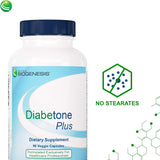 Nutra BioGenesis Diabetone Plus: etiqueta frontal con ingredientes naturales.
