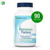 Etiqueta de Nutra BioGenesis Factores Pulmonares con lista de ingredientes clave.