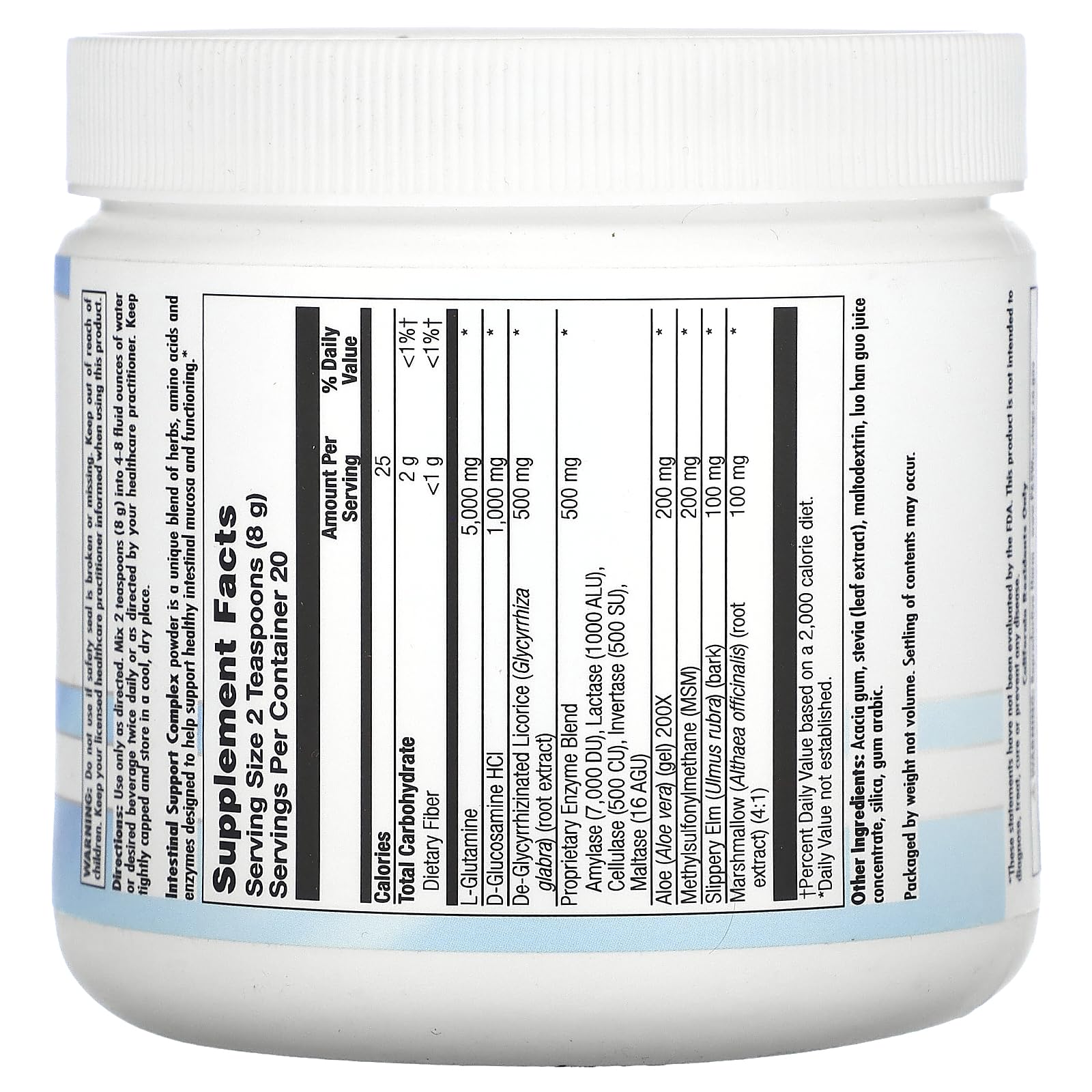 Nutra BioGenesis mezcla de polvo disuelta en agua para uso diario.
