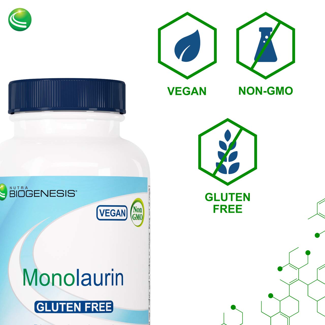 Nutra BioGenesis Monolaurin: origen de coco para una fórmula vegana y limpia