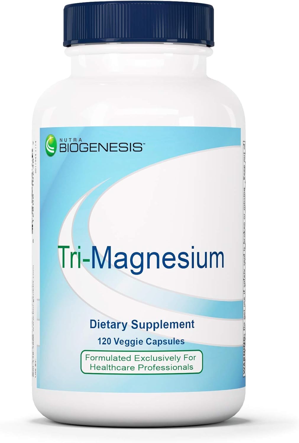 Nutra BioGenesis Tri-Magnesium, bote de cápsulas para uso diario.