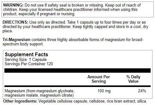 Nutra BioGenesis Tri-Magnesium, cápsulas en primer plano para ingerir diariamente.