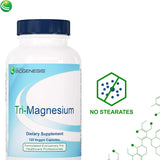 Nutra BioGenesis Tri-Magnesium, muestra las tres formas de magnesio disponibles.