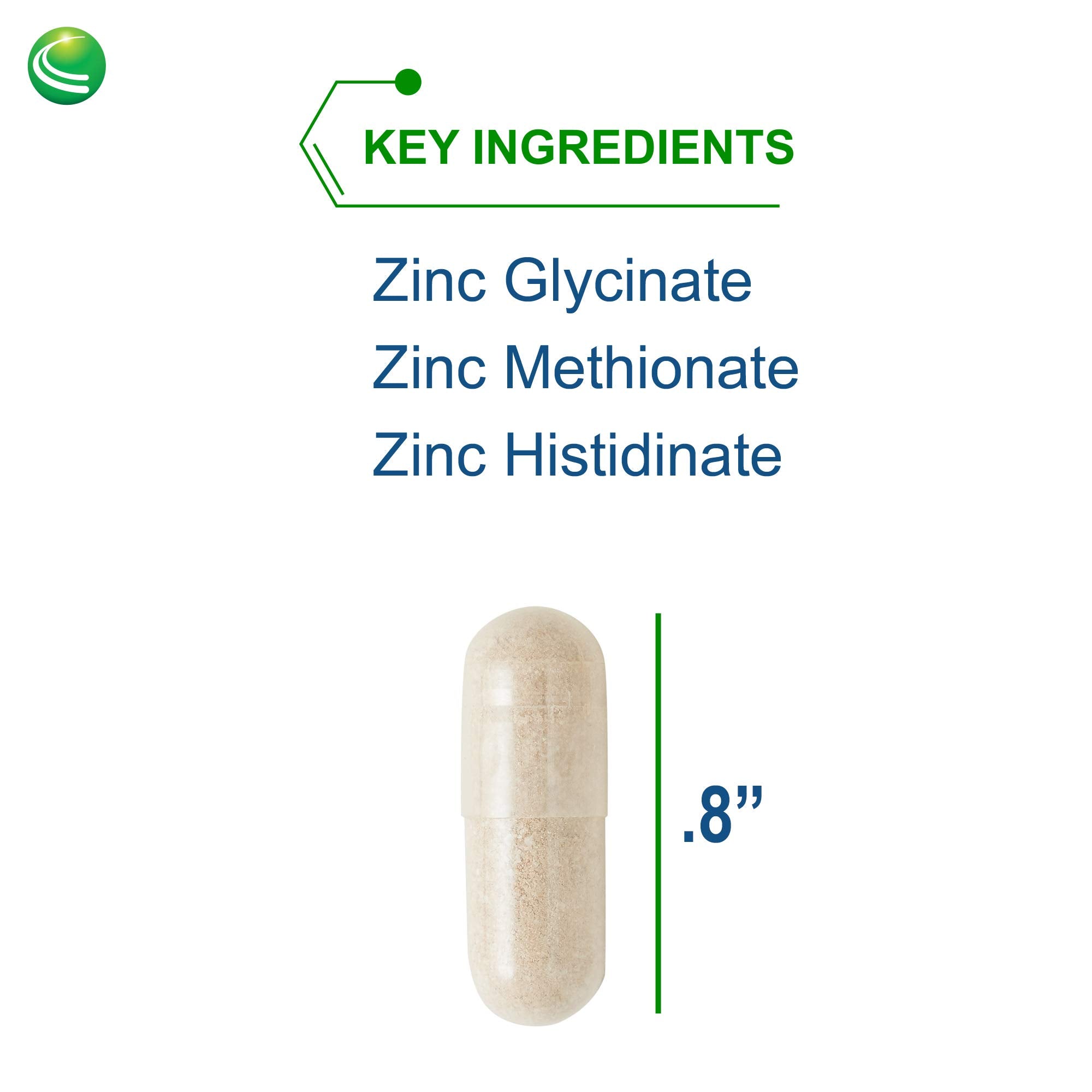 Nutra BioGenesis Tri Zinc, etiqueta frontal: información clara de la dosis.