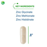 Nutra BioGenesis Tri Zinc, etiqueta frontal: información clara de la dosis.