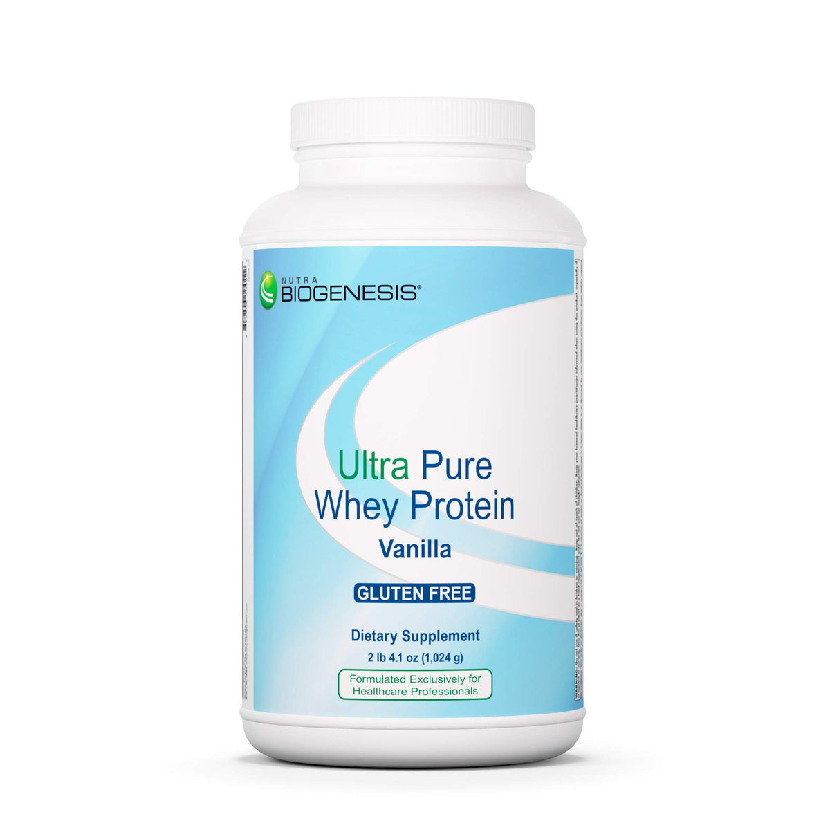 Nutra Biogenesis Ultra Pura suero vainilla en lata, proteína de alta calidad para desayunos