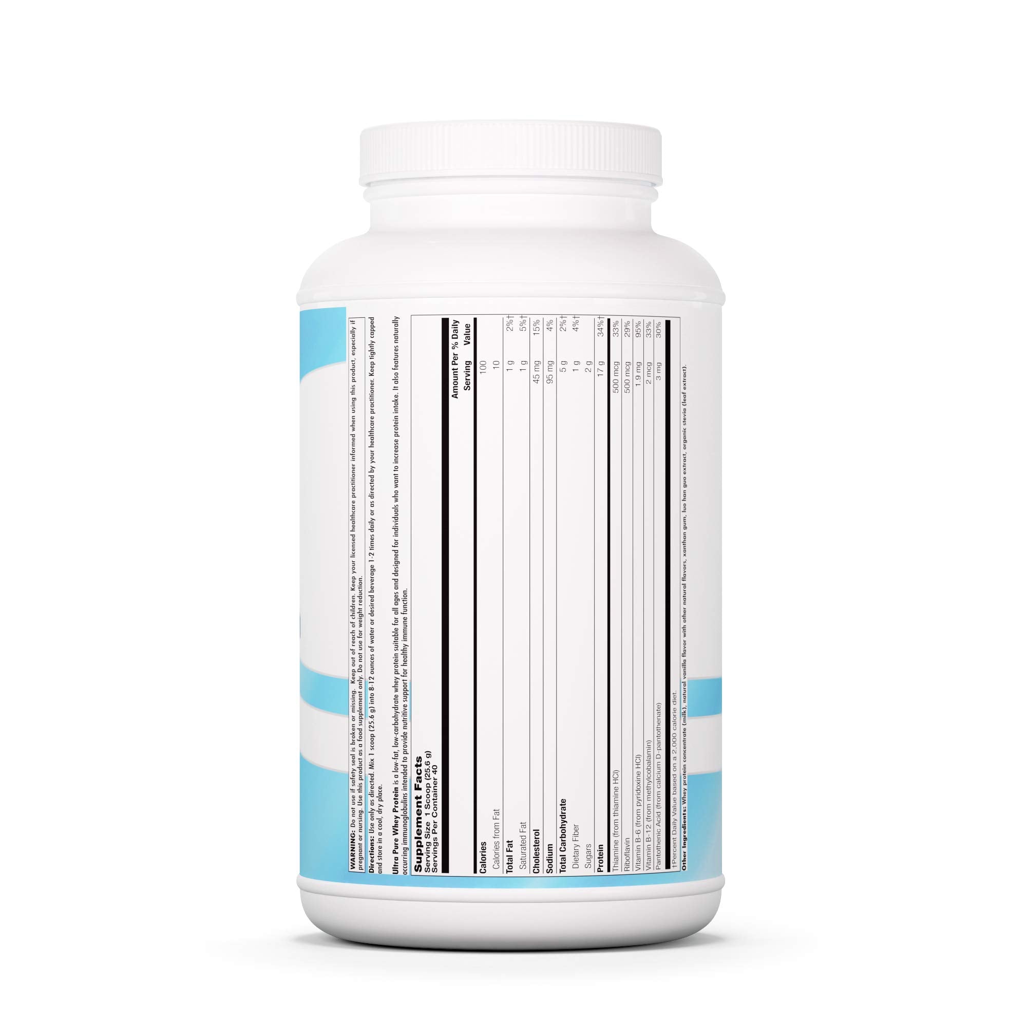 Nutra Biogenesis Ultra Pura suero vainilla, mezcla en agua para un batido rápido