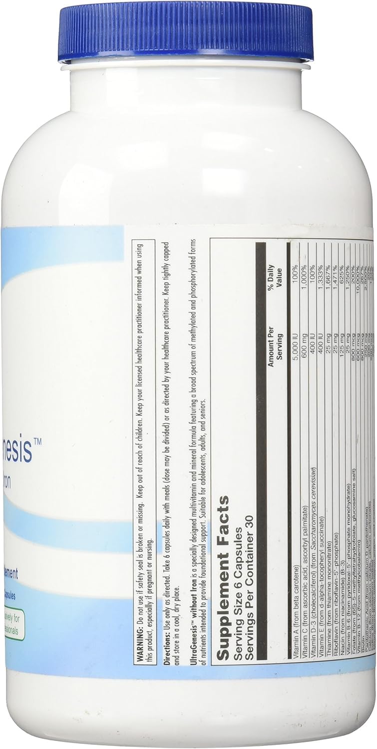 Nutra BioGenesis UltraGenesis: cápsulas veganas en primer plano, suplemento diario para energía y defensa