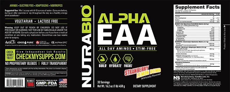 NutraBio Alpha EAA: arte de medición preciso para dosis consistentes