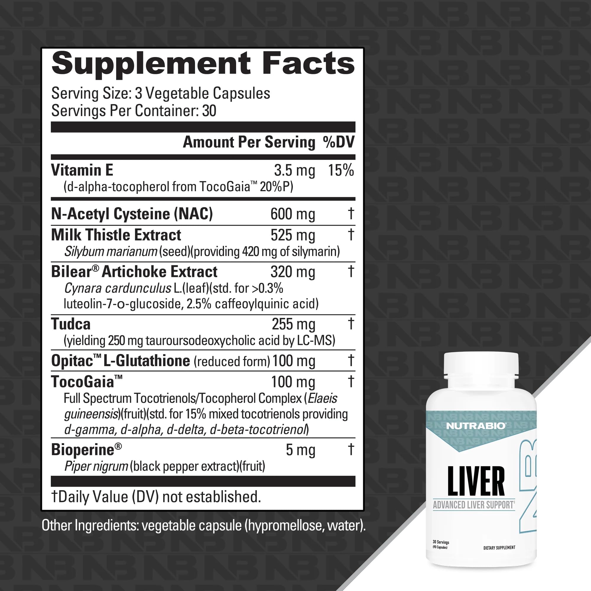 NutraBio Apoyo Hepático Avanzado cápsulas fáciles de tomar para soporte antioxidante diario