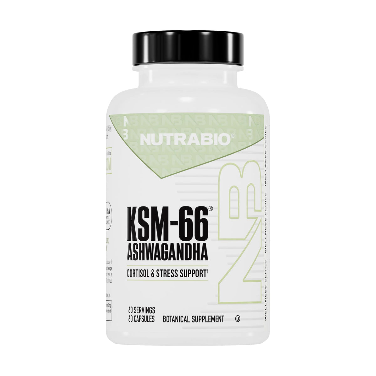 NutraBio Ashwagandha KSM-66 cápsulas promueven bienestar diario.