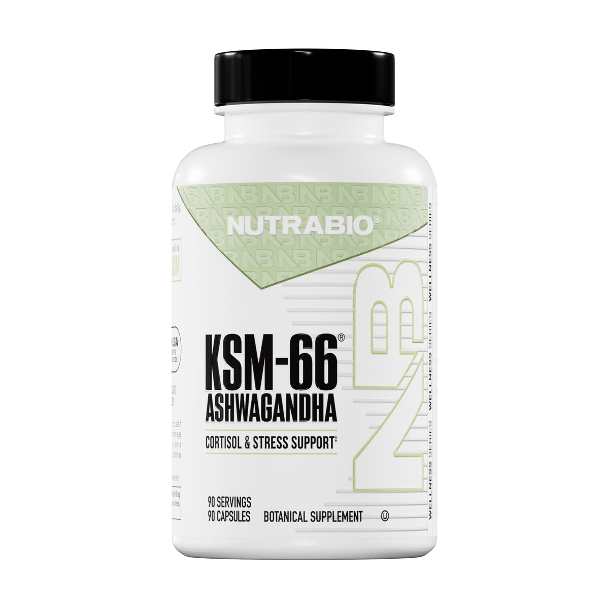 NutraBio Ashwagandha KSM-66: botella con cápsulas para bienestar general