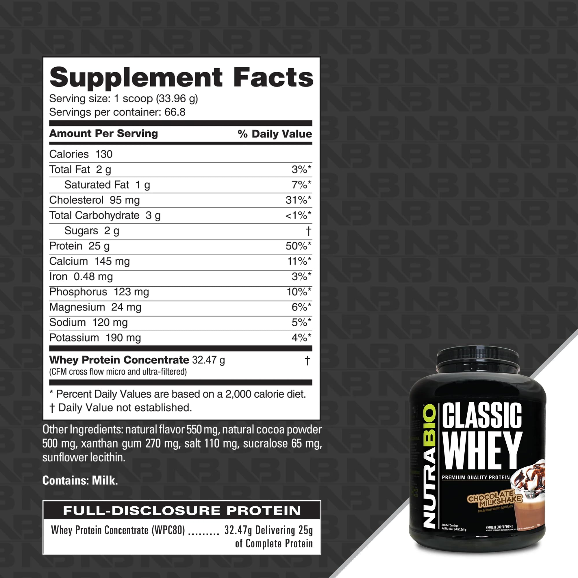 NutraBio Classic Whey cuchara medidora para porciones de 25 g