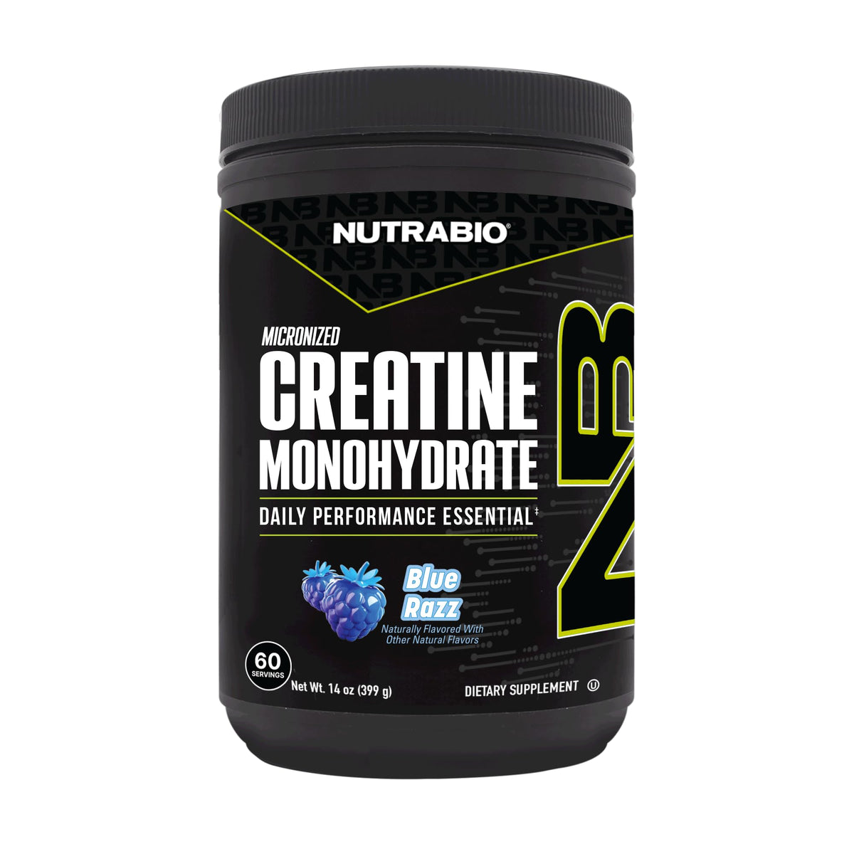 NutraBio creatina micronizada en bote de 300 g para energía sostenida durante entrenamientos
