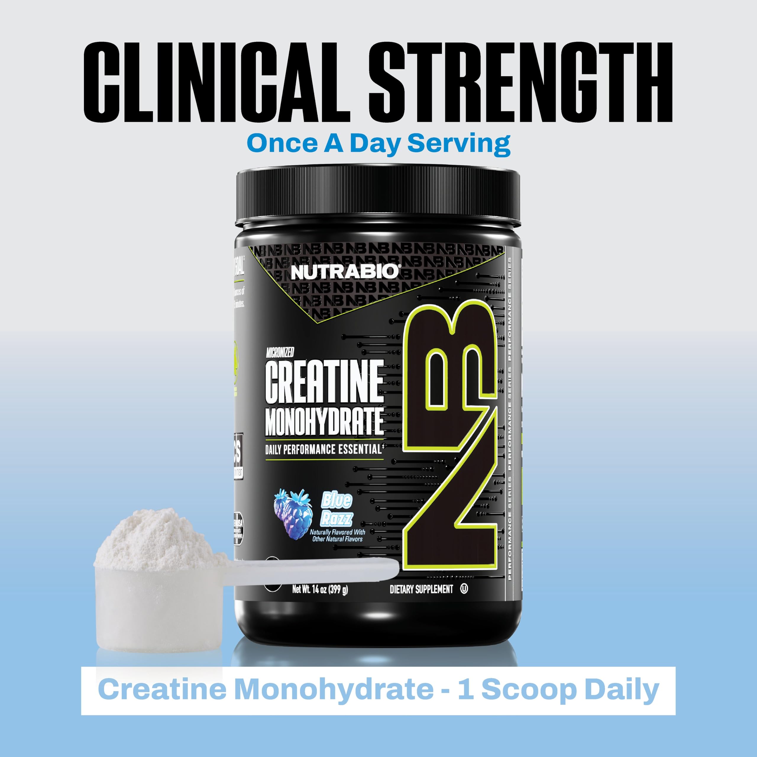 NutraBio creatina micronizada en 300 g para seguimiento de rendimiento