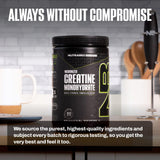 NutraBio creatina micronizada en polvo con certificaciones kosher y halal.