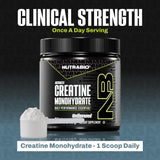 NutraBio creatina micronizada sin gluten apta para vegetarianos.