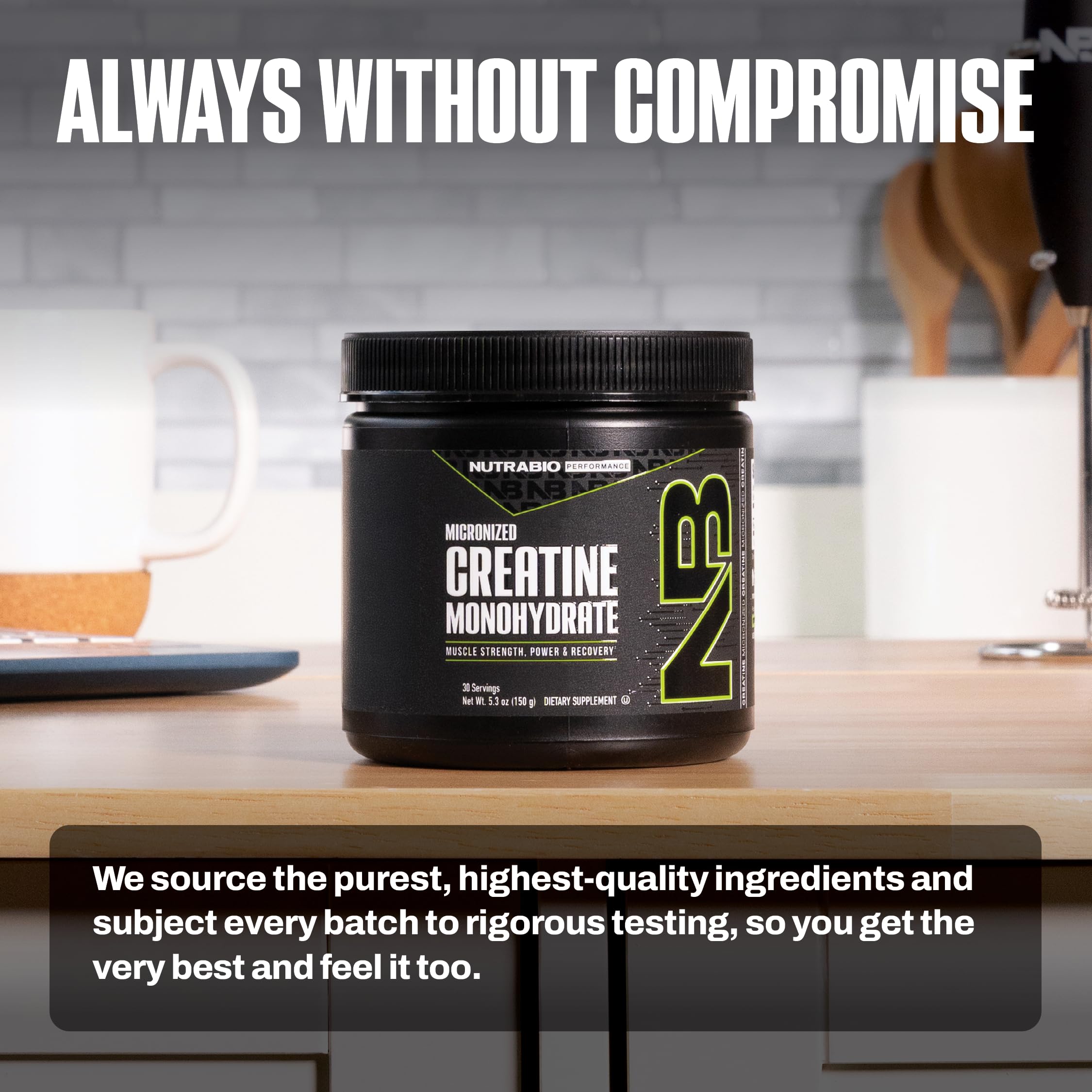 Creatina NutraBio sin sabor lista para batidos diarios.